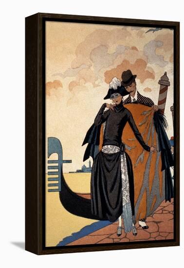 Her and Him, Fashion Illustration, 1921 (Pochoir Print)-Georges Barbier-Framed Premier Image Canvas