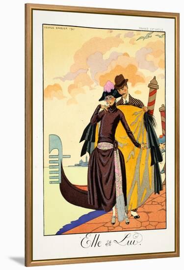 Her and Him, from 'Falbalas and Fanfreluches, Almanach des Modes Présentes,-Georges Barbier-Framed Premier Image Canvas