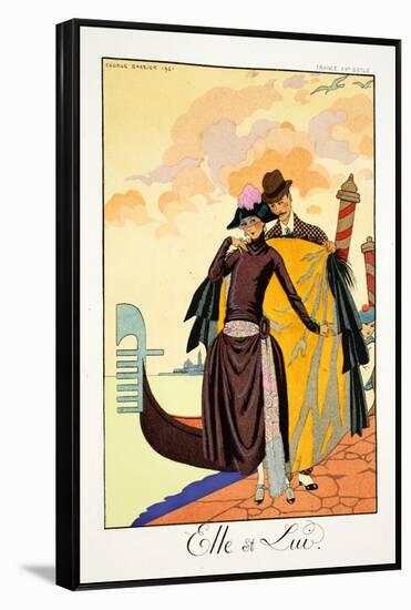 Her and Him, from 'Falbalas and Fanfreluches, Almanach des Modes Présentes,-Georges Barbier-Framed Premier Image Canvas