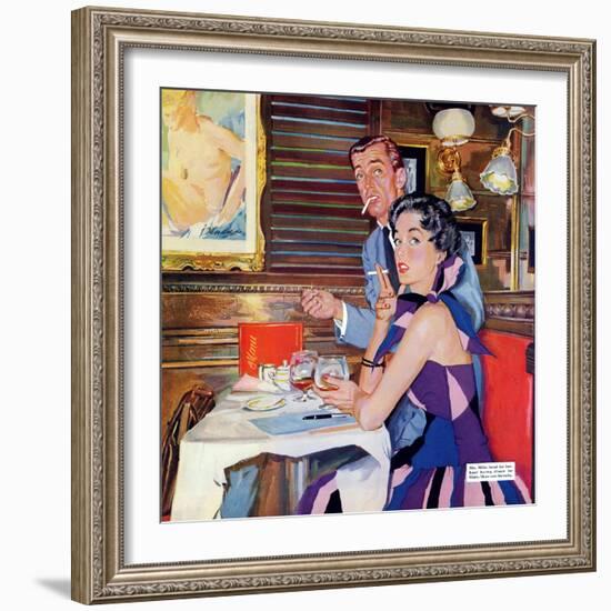 Her Business Was Men  - Saturday Evening Post "Leading Ladies", December 12, 1953 pg.37-Bernard D'Andrea-Framed Giclee Print