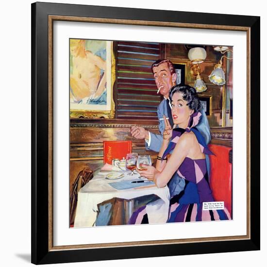 Her Business Was Men  - Saturday Evening Post "Leading Ladies", December 12, 1953 pg.37-Bernard D'Andrea-Framed Giclee Print