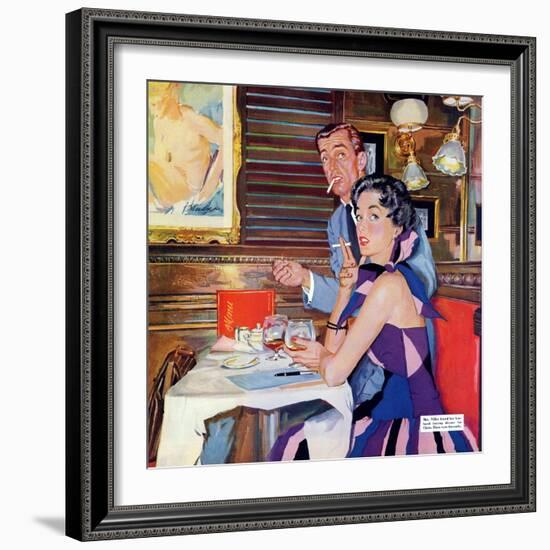 Her Business Was Men  - Saturday Evening Post "Leading Ladies", December 12, 1953 pg.37-Bernard D'Andrea-Framed Giclee Print