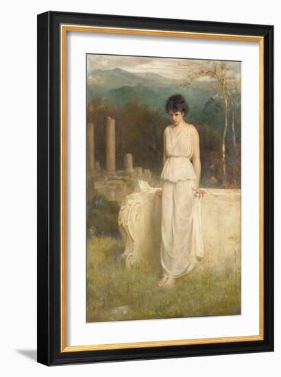 Her Eyes are with Her Heart and that is far Away, 1875 (Oil on Canvas)-Philip Hermogenes Calderon-Framed Giclee Print