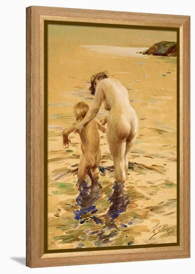 Her First Dip-Anders Leonard Zorn-Framed Premier Image Canvas