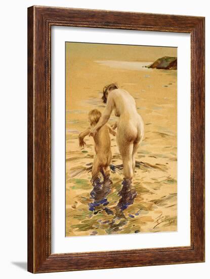 Her First Dip-Anders Leonard Zorn-Framed Giclee Print