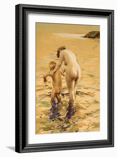 Her First Dip-Anders Leonard Zorn-Framed Giclee Print