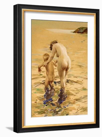 Her First Dip-Anders Leonard Zorn-Framed Giclee Print