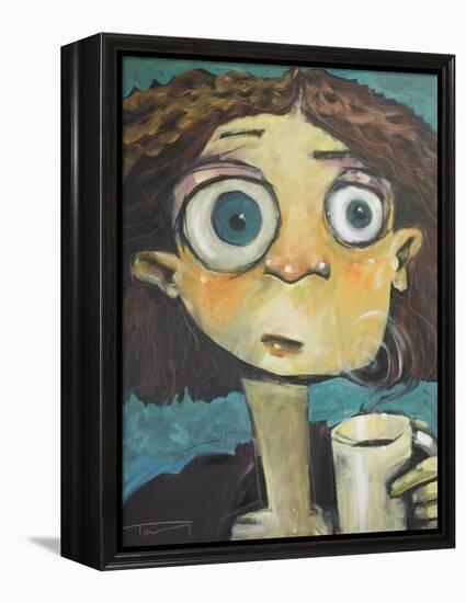 Her First Sip of Coffee-Tim Nyberg-Framed Premier Image Canvas