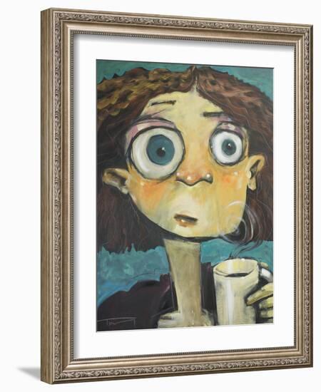 Her First Sip of Coffee-Tim Nyberg-Framed Giclee Print