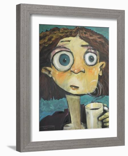 Her First Sip of Coffee-Tim Nyberg-Framed Giclee Print