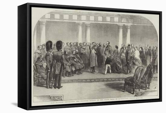 Her Majesty Inspecting the Wounded Guards in the Grand Hall of Buckingham Palace-Sir John Gilbert-Framed Premier Image Canvas