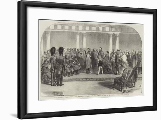 Her Majesty Inspecting the Wounded Guards in the Grand Hall of Buckingham Palace-Sir John Gilbert-Framed Giclee Print