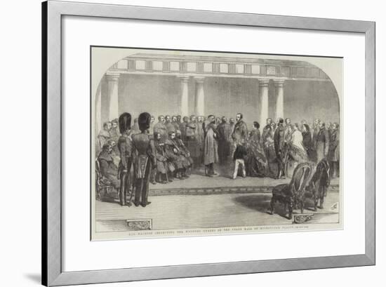 Her Majesty Inspecting the Wounded Guards in the Grand Hall of Buckingham Palace-Sir John Gilbert-Framed Giclee Print