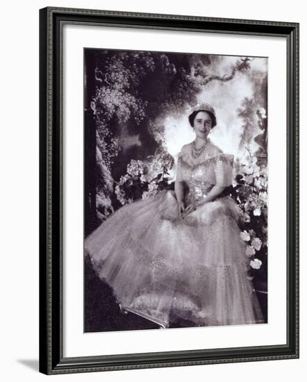 Her Majesty Queen Elizabeth, the Queen Mother, in Tiara and Gown, 4 August 1900 - 30 March 2002-Cecil Beaton-Framed Photographic Print