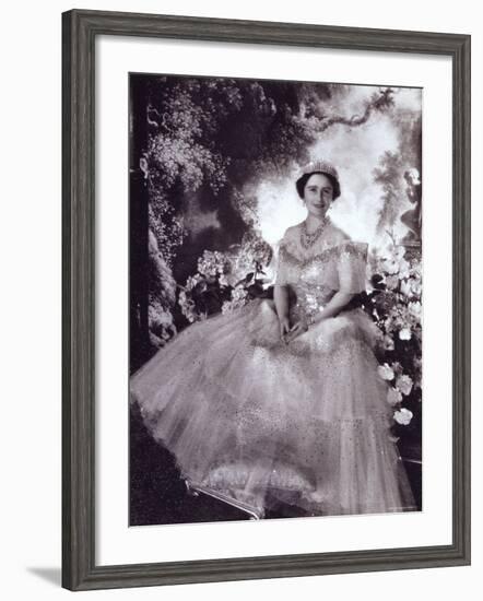 Her Majesty Queen Elizabeth, the Queen Mother, in Tiara and Gown, 4 August 1900 - 30 March 2002-Cecil Beaton-Framed Photographic Print