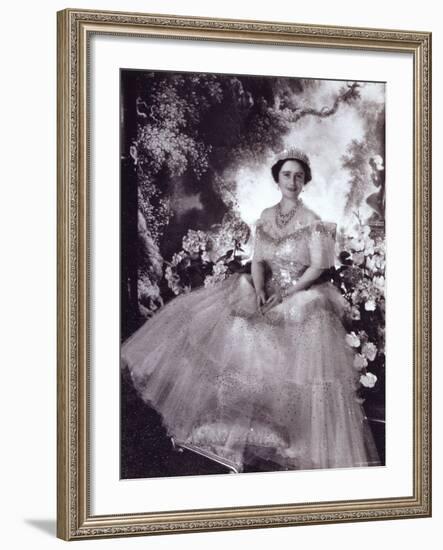 Her Majesty Queen Elizabeth, the Queen Mother, in Tiara and Gown, 4 August 1900 - 30 March 2002-Cecil Beaton-Framed Photographic Print