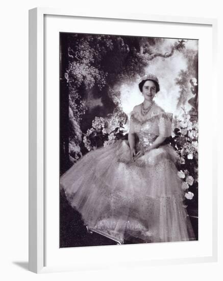 Her Majesty Queen Elizabeth, the Queen Mother, in Tiara and Gown, 4 August 1900 - 30 March 2002-Cecil Beaton-Framed Photographic Print