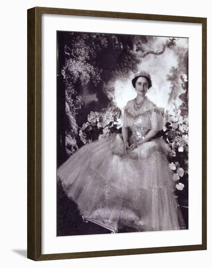 Her Majesty Queen Elizabeth, the Queen Mother, in Tiara and Gown, 4 August 1900 - 30 March 2002-Cecil Beaton-Framed Photographic Print