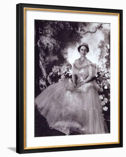 Her Majesty Queen Elizabeth, the Queen Mother, in Tiara and Gown, 4 August 1900 - 30 March 2002-Cecil Beaton-Framed Photographic Print