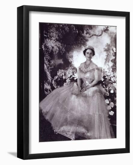 Her Majesty Queen Elizabeth, the Queen Mother, in Tiara and Gown, 4 August 1900 - 30 March 2002-Cecil Beaton-Framed Photographic Print