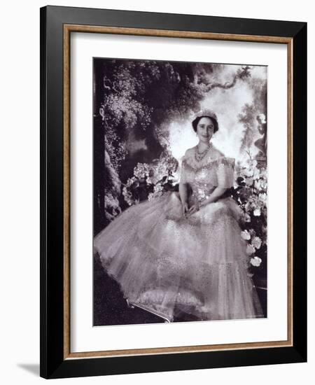 Her Majesty Queen Elizabeth, the Queen Mother, in Tiara and Gown, 4 August 1900 - 30 March 2002-Cecil Beaton-Framed Photographic Print