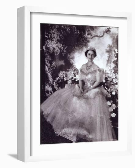 Her Majesty Queen Elizabeth, the Queen Mother, in Tiara and Gown, 4 August 1900 - 30 March 2002-Cecil Beaton-Framed Photographic Print