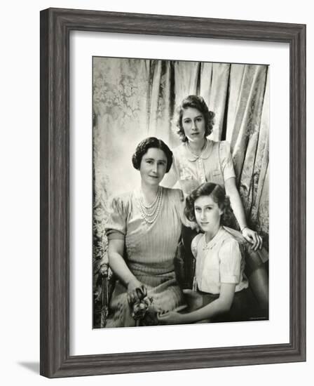 Her Majesty Queen Elizabeth the Queen Mother, Princess Elizabeth and Princess Margaret-Cecil Beaton-Framed Photographic Print