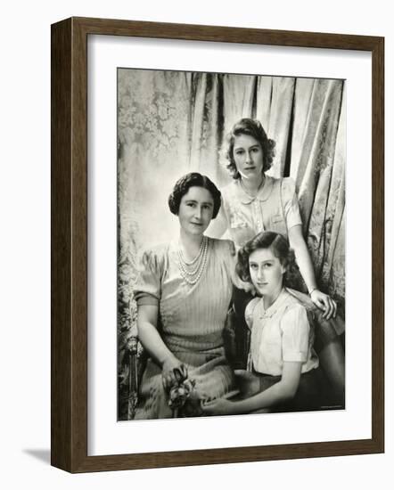 Her Majesty Queen Elizabeth the Queen Mother, Princess Elizabeth and Princess Margaret-Cecil Beaton-Framed Photographic Print