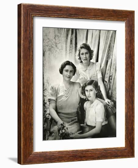 Her Majesty Queen Elizabeth the Queen Mother, Princess Elizabeth and Princess Margaret-Cecil Beaton-Framed Photographic Print