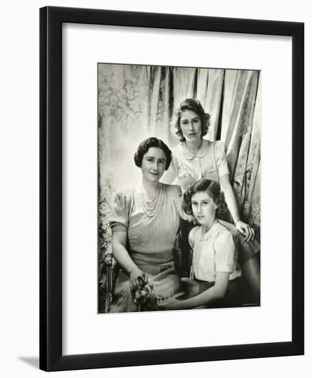 Her Majesty Queen Elizabeth the Queen Mother, Princess Elizabeth and Princess Margaret-Cecil Beaton-Framed Photographic Print