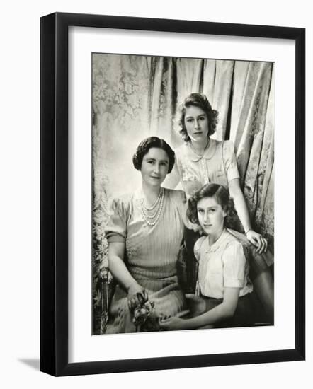 Her Majesty Queen Elizabeth the Queen Mother, Princess Elizabeth and Princess Margaret-Cecil Beaton-Framed Photographic Print