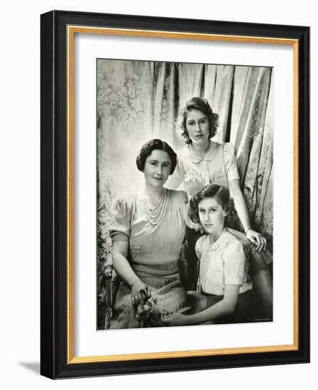 Her Majesty Queen Elizabeth the Queen Mother, Princess Elizabeth and Princess Margaret-Cecil Beaton-Framed Photographic Print