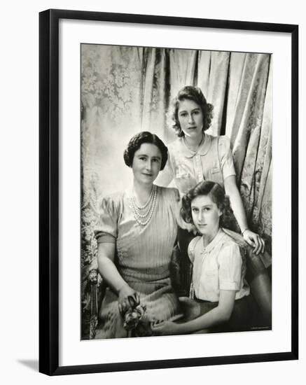 Her Majesty Queen Elizabeth the Queen Mother, Princess Elizabeth and Princess Margaret-Cecil Beaton-Framed Photographic Print