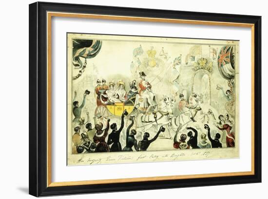 Her Majesty Queen Victoria 's First Entry into Brighton Oct. 4th 1837, 1837-George Cruikshank-Framed Giclee Print