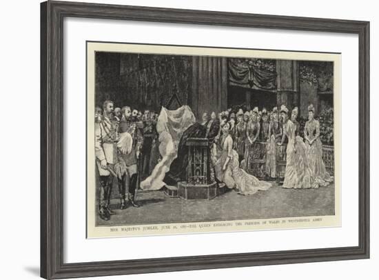 Her Majesty's Jubilee, 21 June 1887, the Queen Embracing the Princess of Wales in Westminster Abbey-null-Framed Giclee Print