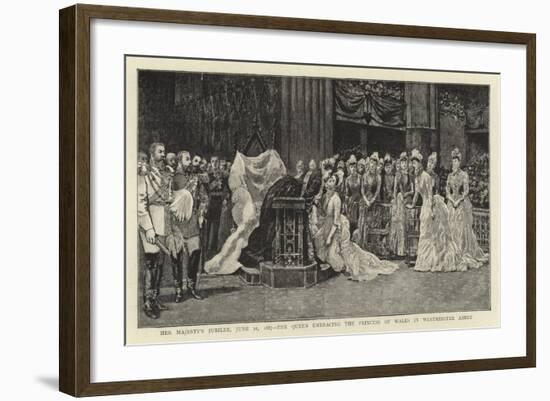 Her Majesty's Jubilee, 21 June 1887, the Queen Embracing the Princess of Wales in Westminster Abbey-null-Framed Giclee Print