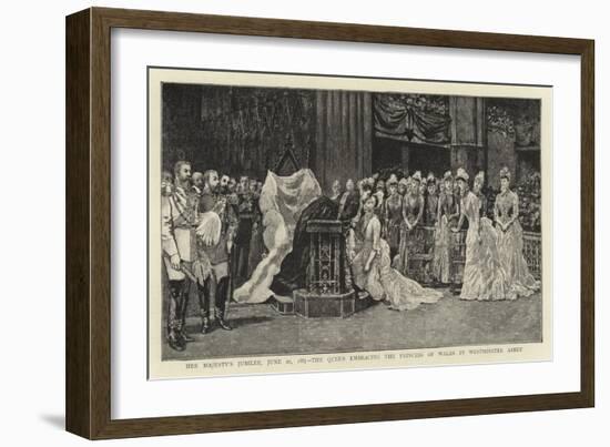 Her Majesty's Jubilee, 21 June 1887, the Queen Embracing the Princess of Wales in Westminster Abbey-null-Framed Giclee Print