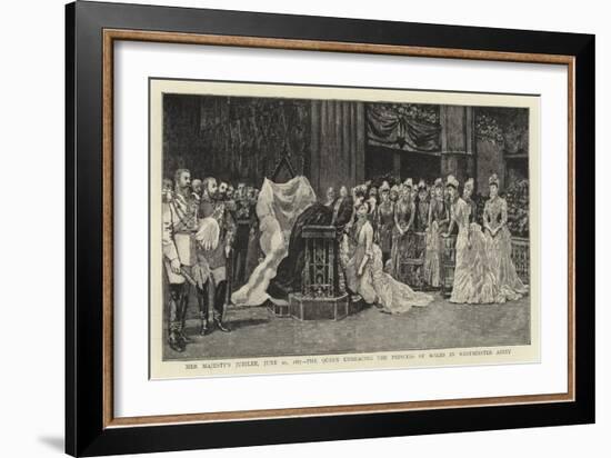 Her Majesty's Jubilee, 21 June 1887, the Queen Embracing the Princess of Wales in Westminster Abbey-null-Framed Giclee Print