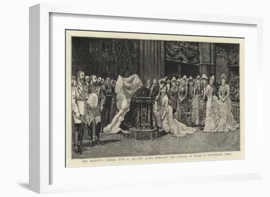 Her Majesty's Jubilee, 21 June 1887, the Queen Embracing the Princess of Wales in Westminster Abbey-null-Framed Giclee Print