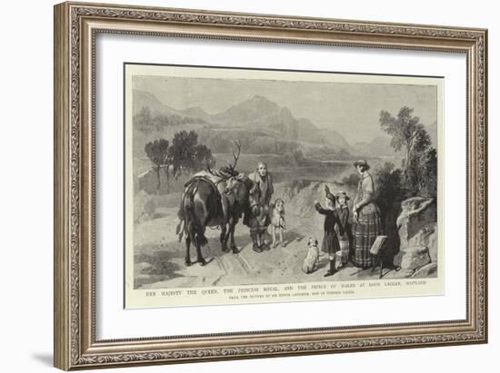 Her Majesty the Queen, the Princess Royal, and the Prince of Wales at Loch Laggan, Scotland-Edwin Landseer-Framed Giclee Print