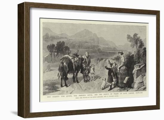 Her Majesty the Queen, the Princess Royal, and the Prince of Wales at Loch Laggan, Scotland-Edwin Landseer-Framed Giclee Print