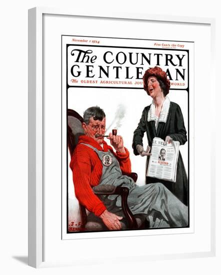 "Her Man Won!," Country Gentleman Cover, November 1, 1924-J.F. Kernan-Framed Giclee Print