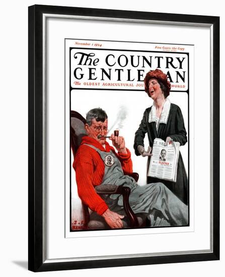 "Her Man Won!," Country Gentleman Cover, November 1, 1924-J.F. Kernan-Framed Giclee Print