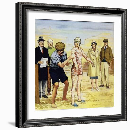 Her Trainer Smothered Her in Grease for Her Second Attempt in 1926-Alberto Salinas-Framed Giclee Print