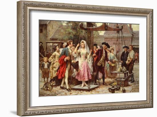 Her Weight in Gold, circa 1921-Jean Leon Gerome Ferris-Framed Giclee Print