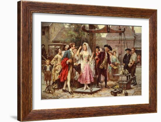 Her Weight in Gold, circa 1921-Jean Leon Gerome Ferris-Framed Giclee Print