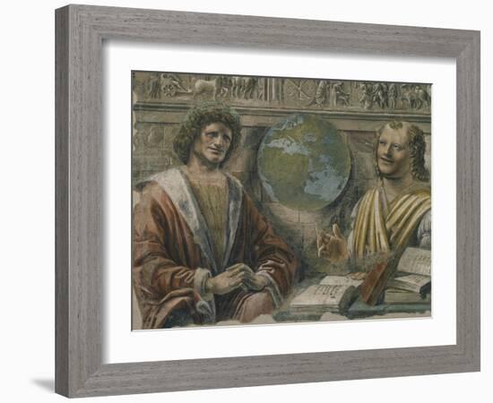 Heraclitus and Democritus from a Fresco Originally in the "Sala Dei Baroni" of Palazzo Panigarola-Donato Bramante-Framed Giclee Print