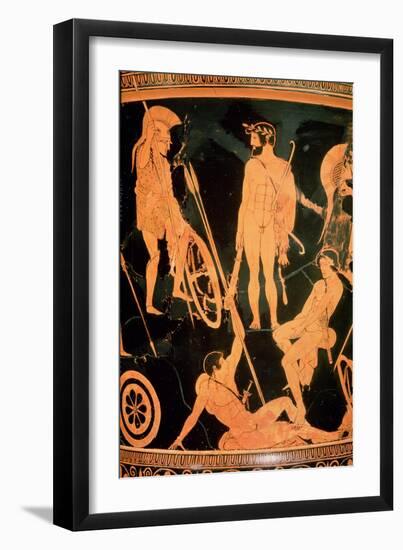 Herakles and Greek Heroes, Detail from an Attic Red-Figure Calyx-Krater, circa 490 BC-Niobid Painter-Framed Giclee Print