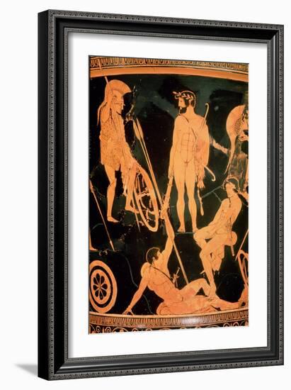 Herakles and Greek Heroes, Detail from an Attic Red-Figure Calyx-Krater, circa 490 BC-Niobid Painter-Framed Giclee Print