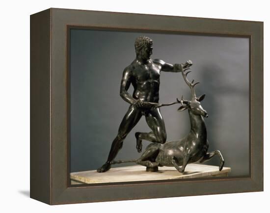 Herakles Wrestling the Hind of Ceryneia, One of his Twelve Labours, Bronze-null-Framed Premier Image Canvas